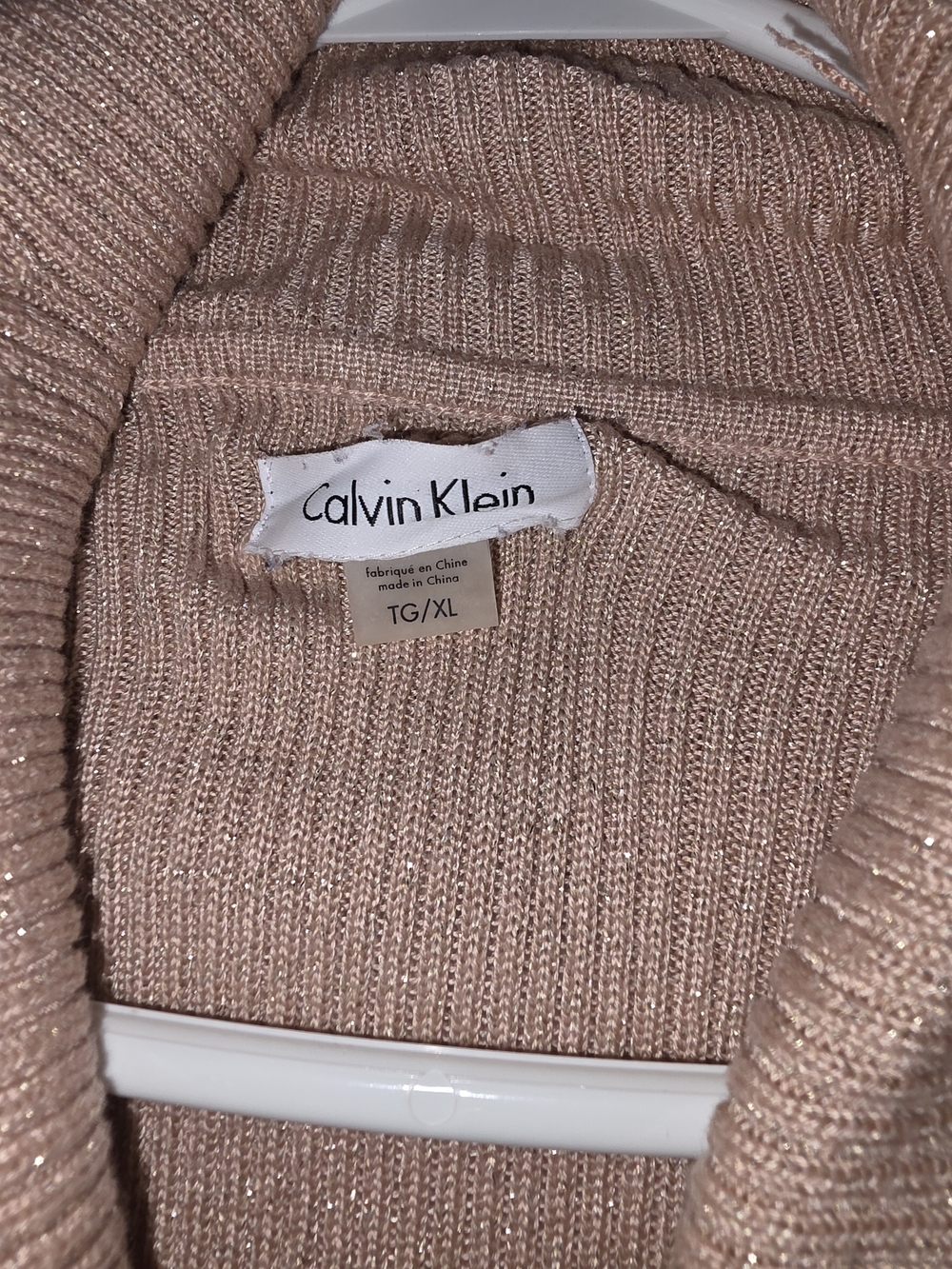 Calvin Klein Dusty Blush Cowl Neck Pleated Knit Dress Sweater - Picture 3 of 5